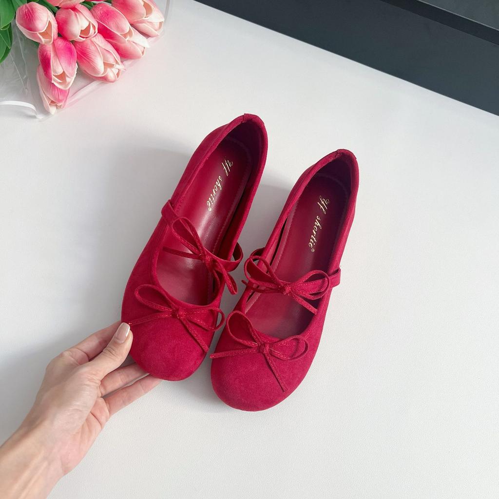 Height Increase 5cm Bow Round Head Mary Jane Shoes Women's 2025 Spring New Xiaoxiangfeng Word with Shallow Mouth Single Shoes