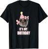 Sad Hamster Meme It's My Birthday Funny Graphic T-Shirt Soft Cotton Round Neck Short Sleeve Tee for Men