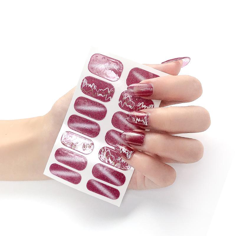 Nail Art Stickers 3d Nail Stickers 14 Finger Hot Stamping Cat Eye Leopard Print Nail Art Stickers