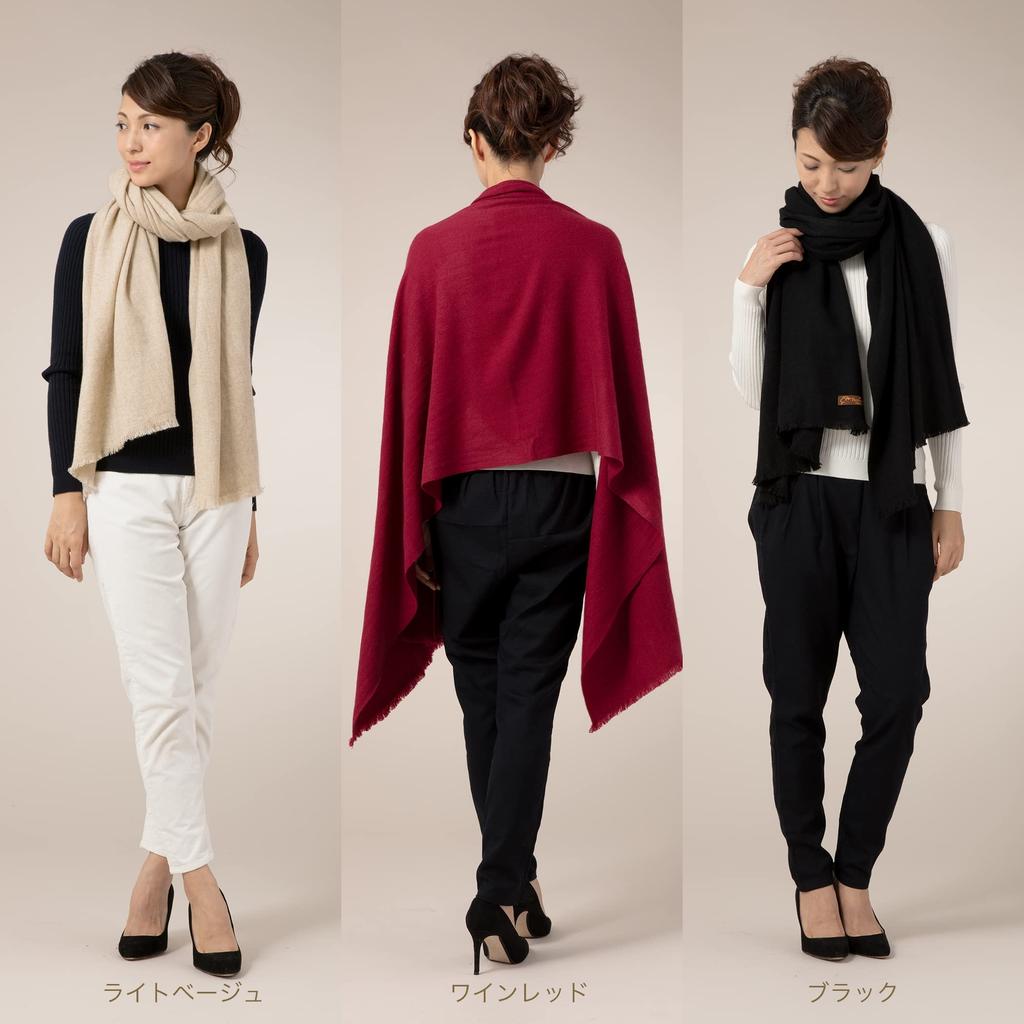 Cashmere Thick Large Stole in a Gift Wine 70x200cm [Pashmina Collection] 100% Box, Red,