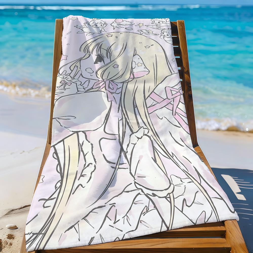 Anime C-Chobits Cute Chii Towel Sports Quick Dry Travel Camping Gear Sandproof Soft Light Large Beach Towel