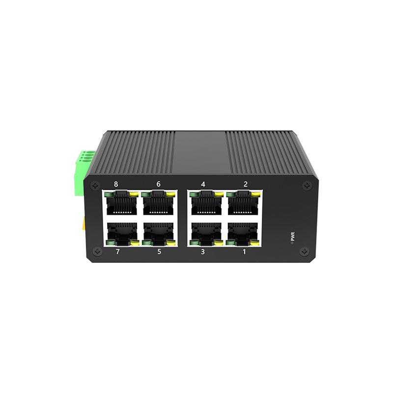 8-Port Industrial-Grade 100M Gigabit Switch with DIN Rail Mount and Lightning Protection