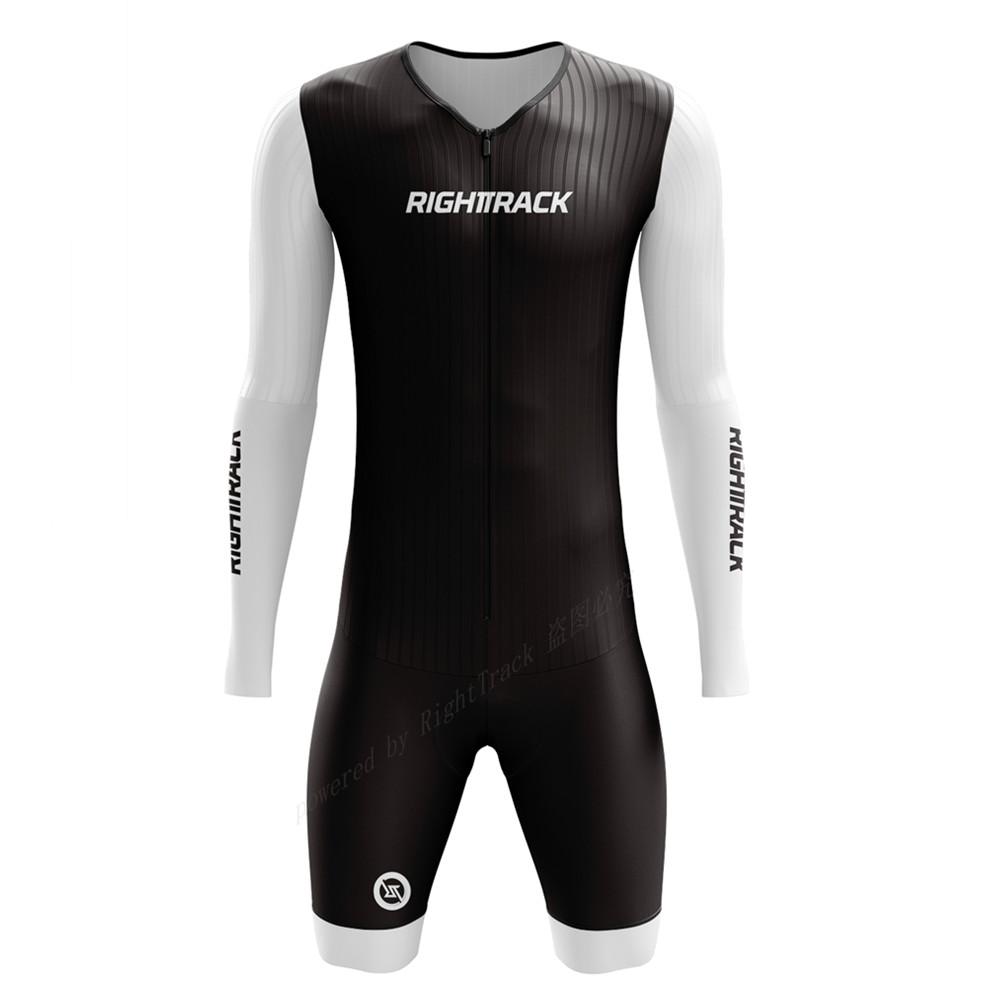 Righttrack Sport Herren Radsport-Einteiler Performance Langarm Schnelltrocknend UV-Schutz Speedsuit Trisuit Rennrad MTB Bekleidung