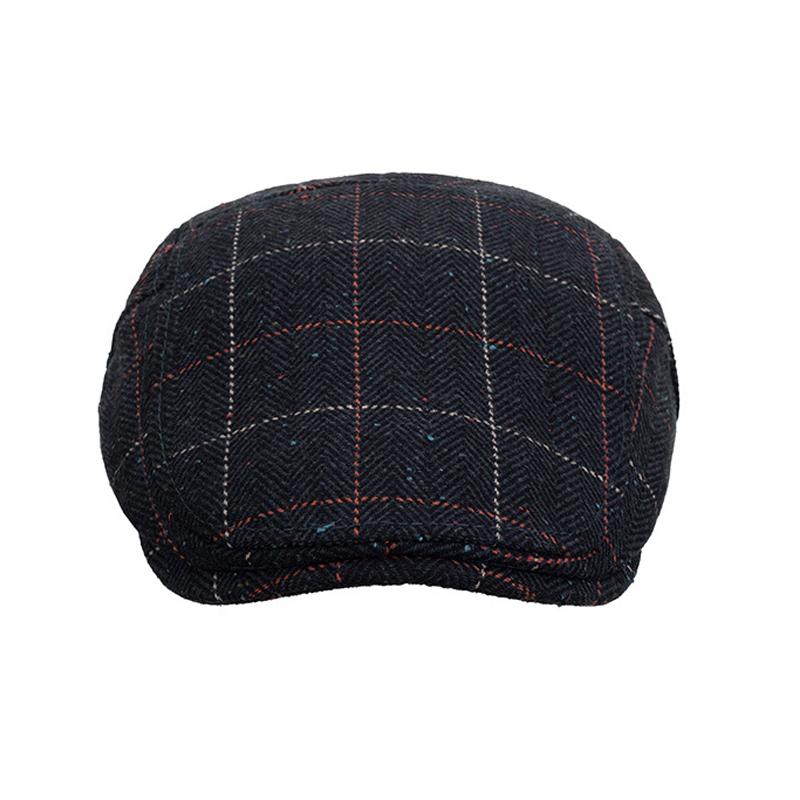 Plaid Beret Men's Autumn Winter Thick British Woolen Peaked Cap Newsboy Caps for Men Forward Cap Paintsman's Cap Driver Ivy Hat