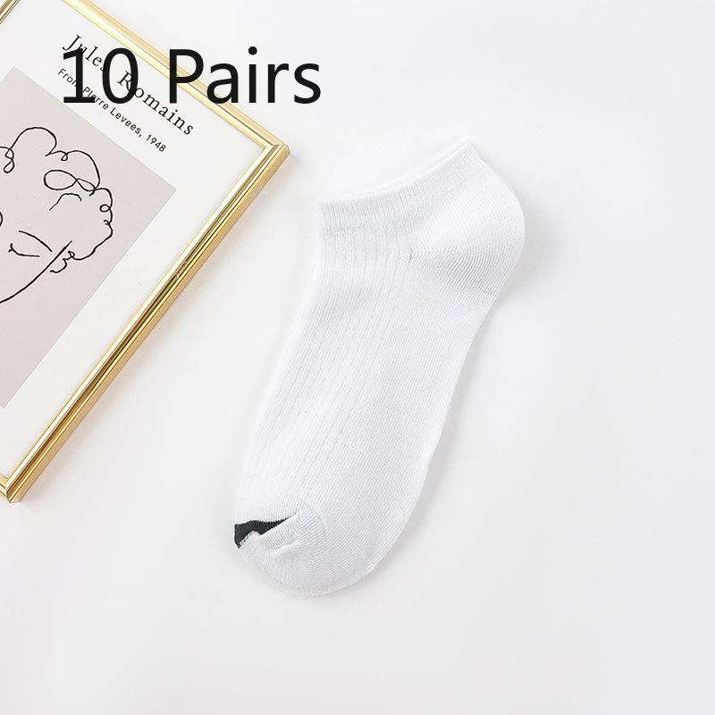 10 Pairs of Women Spring and Autumn Shallow Mouth Invisible Perspirant Breathable Boat Socks
