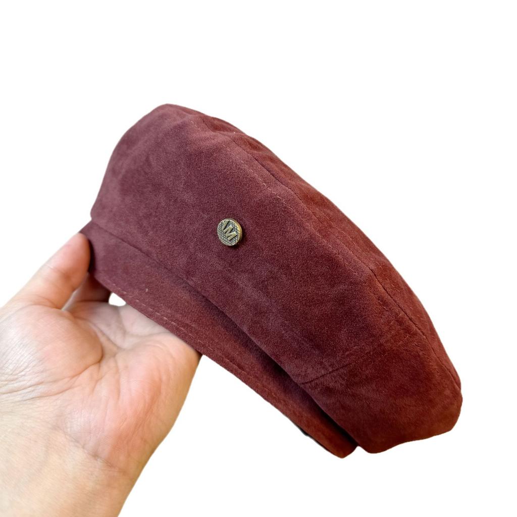 Beretă literară coreeană pentru fete, toamnă și iarnă, beretă retro la modă din piele întoarsă, maro, pălărie de pictor