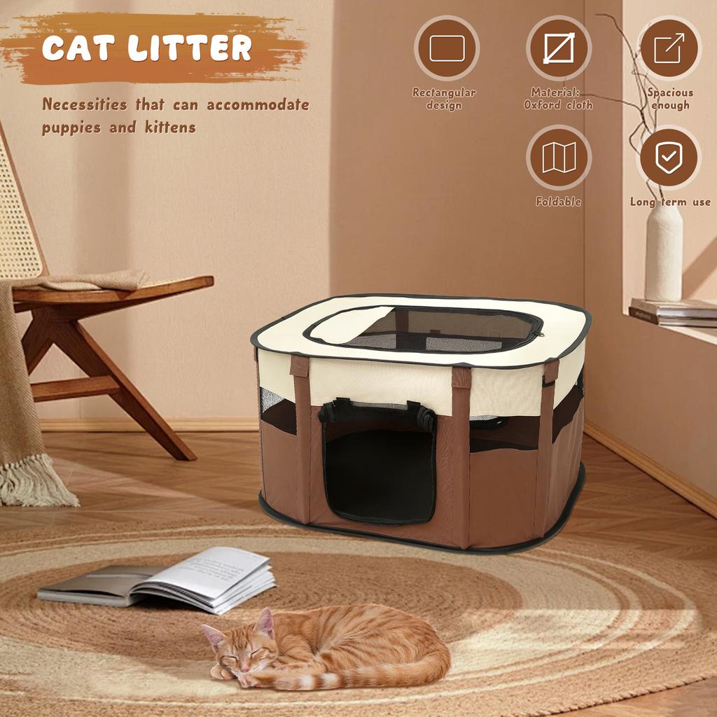 Katzenzubehör Faltbares Katzen-Hunde-Nest Laufstall mit Dach cket Rechteckiges Haustierzelt Laufstall Wasserdichte Käfig Tragbarer Haustierzaun