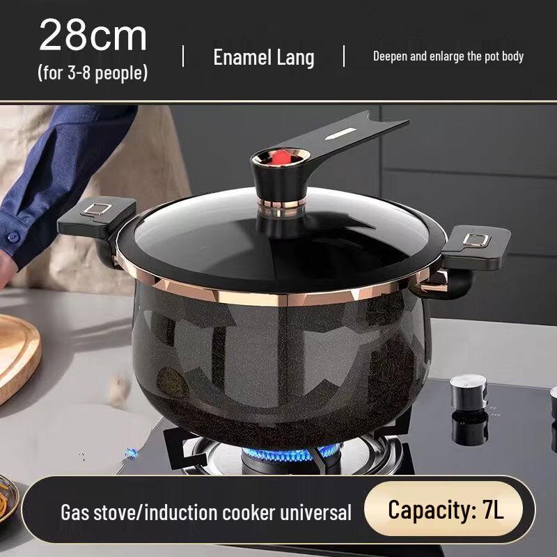 Uto 7L Black Enamel Cast Iron Soup Pot