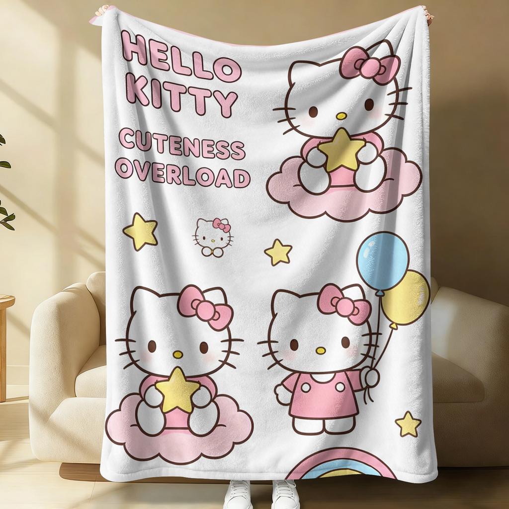 Hello Kitty Cute & Sweet Flannel Fleece Blanket Soft Warm Fluffy Throw Cute Sofa Bed Cover Office Nap Shawl Lightweight Blanket