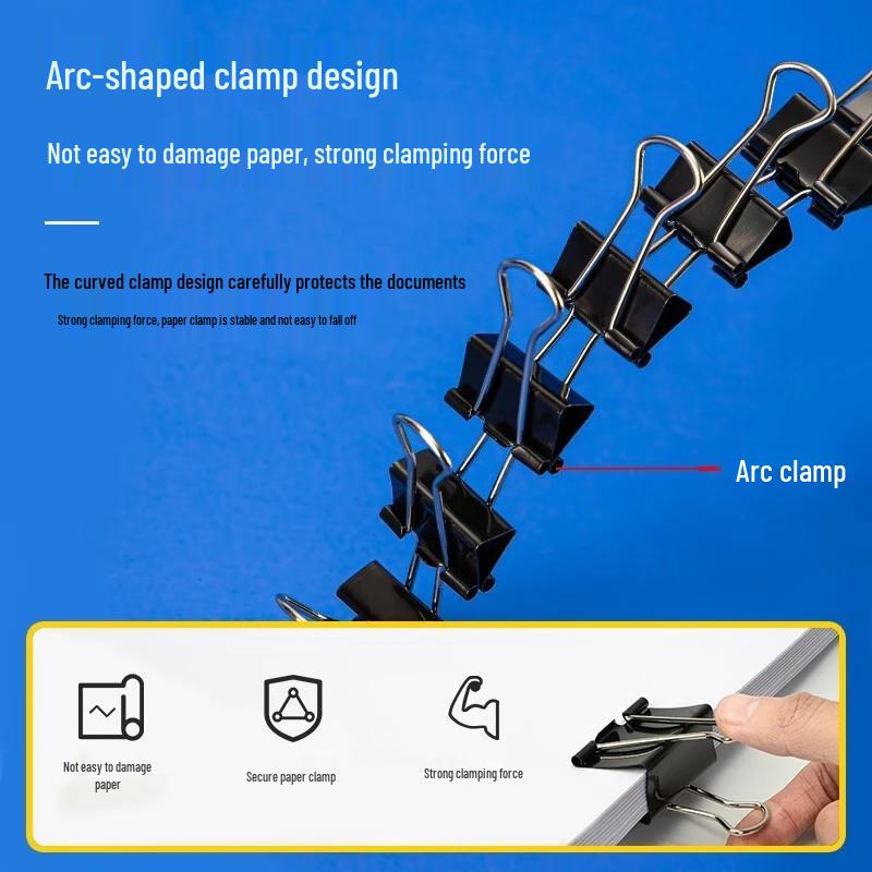 Deli 8562-2 Black 40mm Large Metal Binder Clips