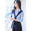 VICTORIA&VERA Women's Detachable Color-Block Shawl Long-Sleeve Shirt