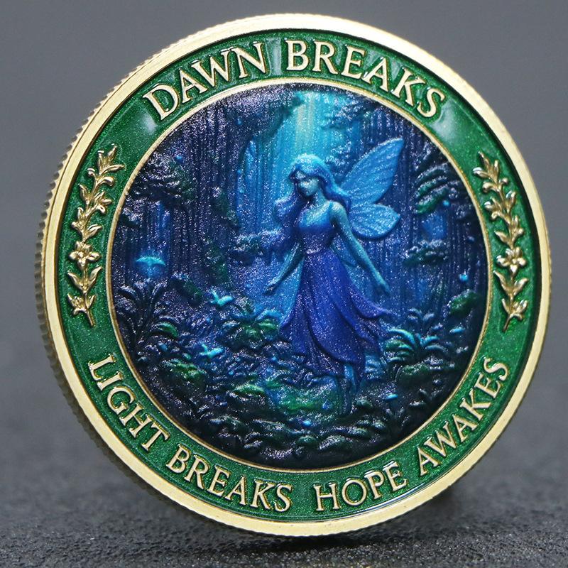 Dawn Comes Lucky Commemorative Medal, Zinc Alloy, High Relief Commemorative Coins, Metal Crafts, Coins, Christmas gift, Stocking stuffers золотой