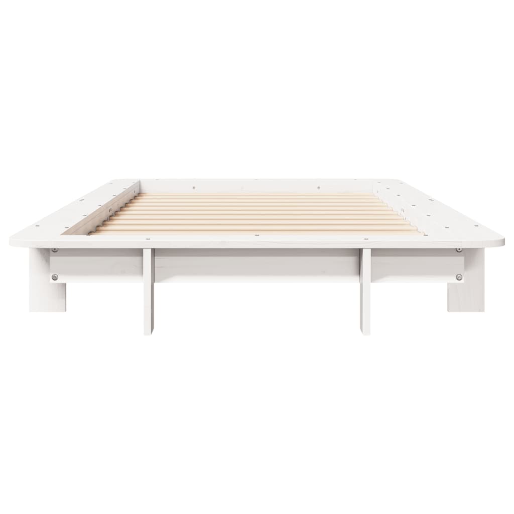 Vidaxl Bed Frame Without Mattress, White, 100X200 Cm, Solid Pine Wood