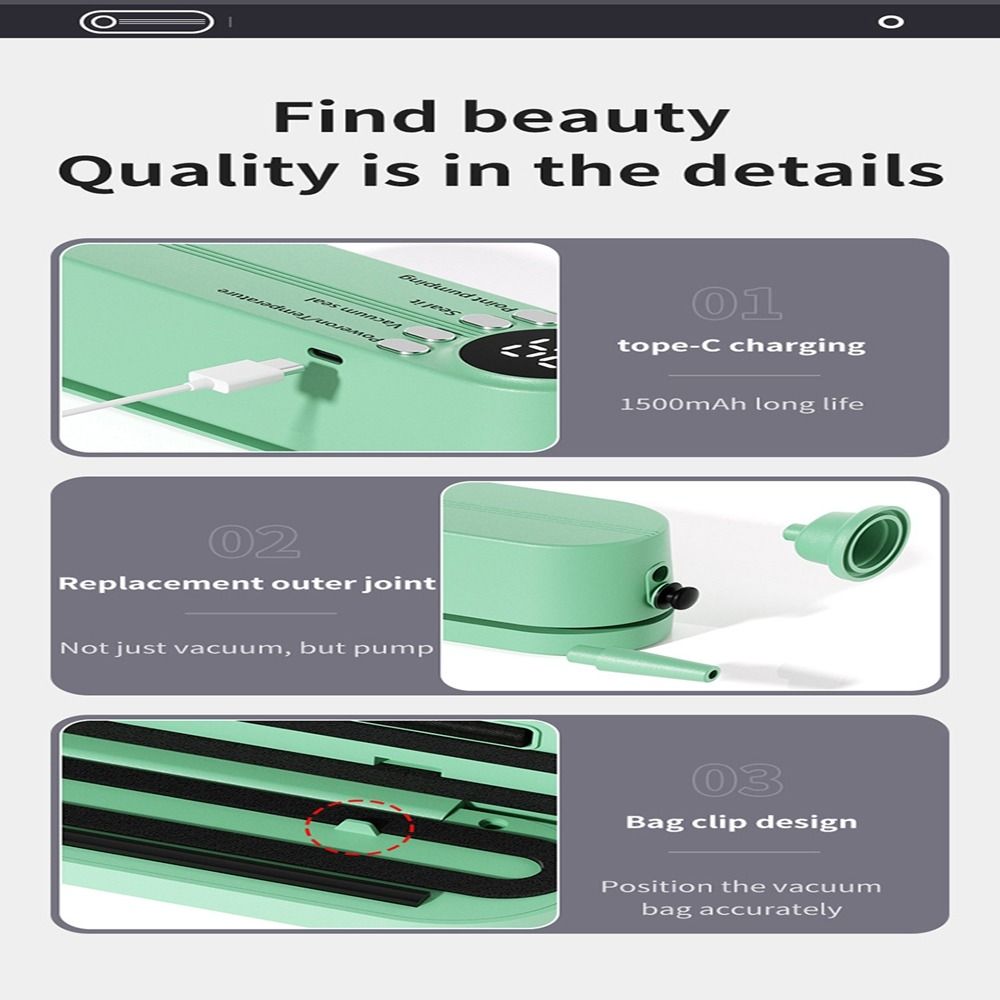 Handheld Wireless Vacuum Sealing Machine USB Charging Food Bag Sealer Food Sealer  Camping