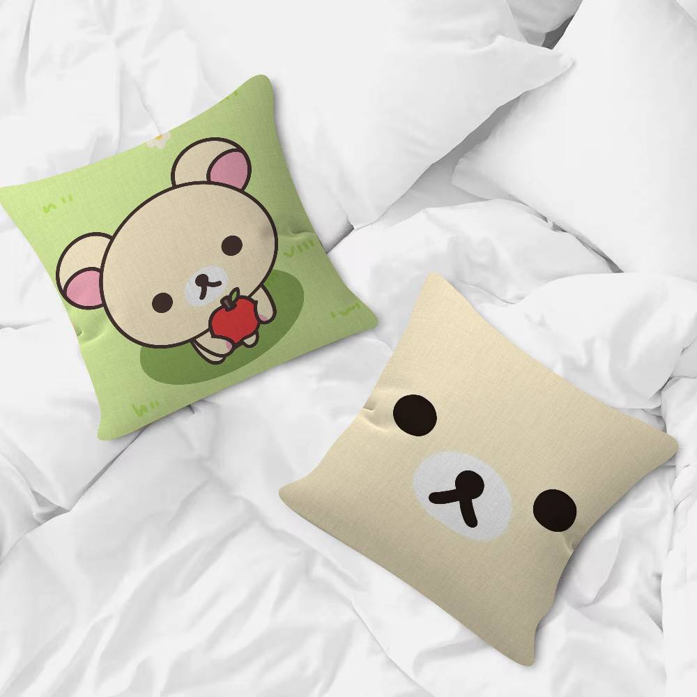 Anime Rilakkuma Cartoon Series Square Pillowcase Soft Waist Sofa Cushion Cover Bedroom Room Pillowcase