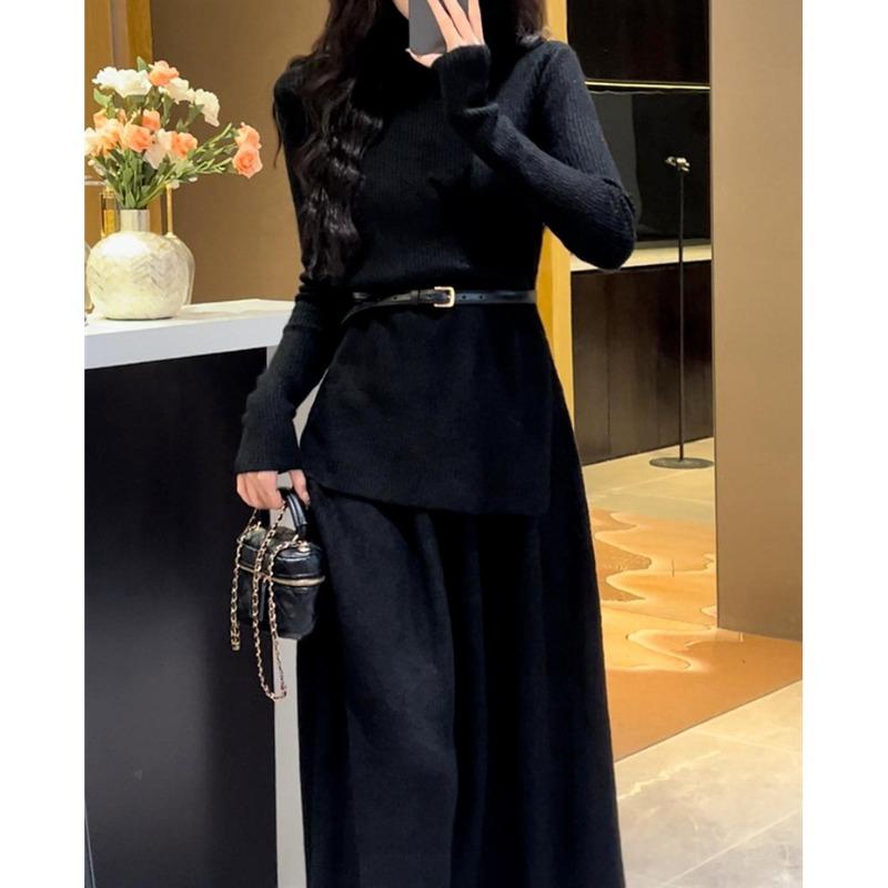 Knitted bottoming dress three-piece women's autumn and winter new style suit skirt