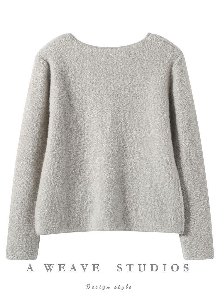 Women's Cashmere Knit Cardigan Coat - Twelve Gauge, Single Breasted, Round Neck, Loose Fit, Autumn/Winter.