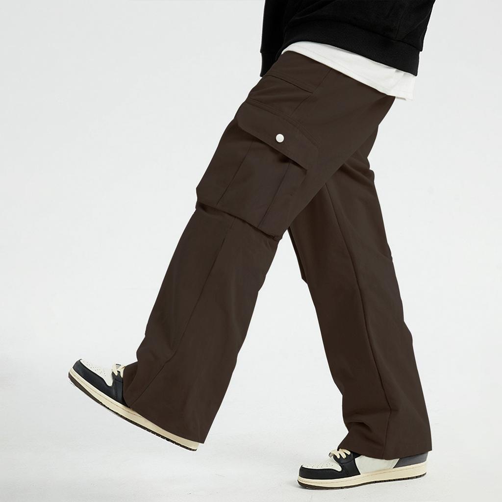 Men's Solid Color Loose Wide-Leg Straight Trousers Men's Casual Fashion Overalls