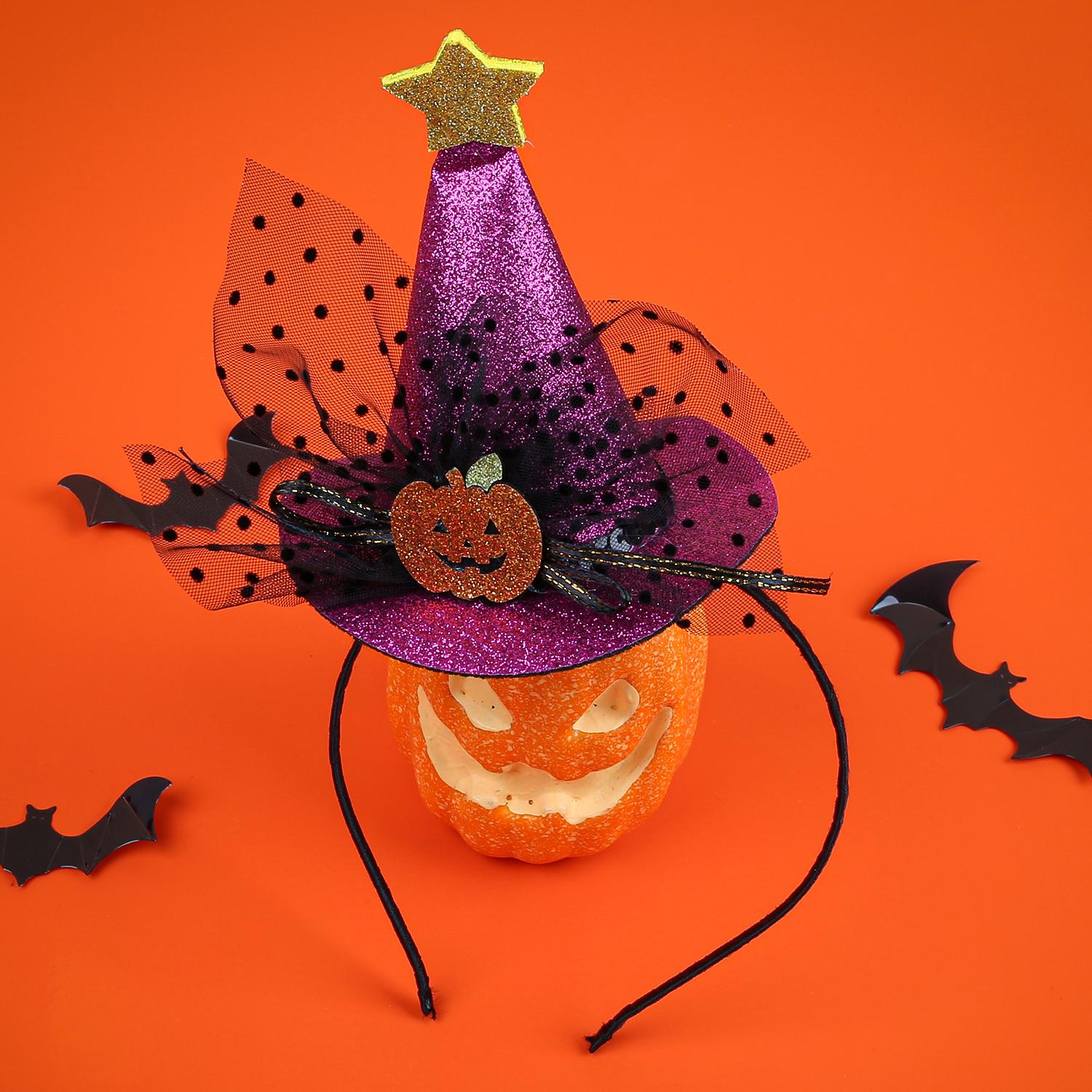 

Модные Хэллоуинские повязки на голову для девочек Повязка на голову со шляпой-звездой Праздничные повязки для волос Детские Хэллоуинские аксессуары для волос