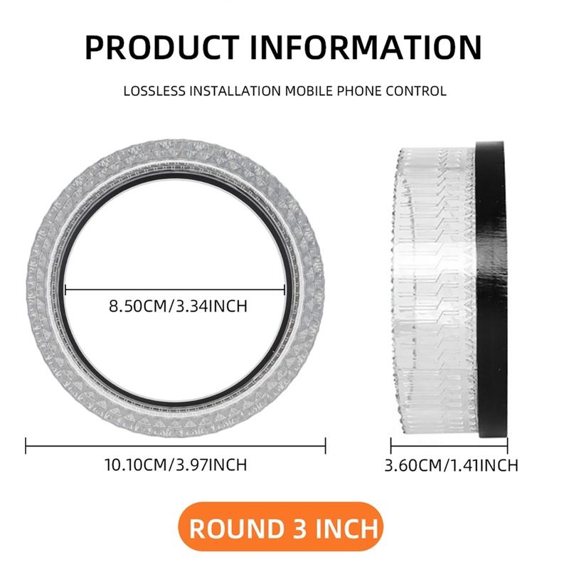 Anel de Luz RGB LED Sinfonia Olhos de Anjo 2 em 1 Controlado por App Para Carro Com Função de Luz Diurna DRL
