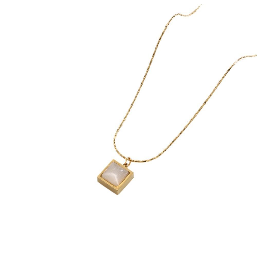Titanium Steel Cat Eye Stone Vintage Pendant Collarbone Necklace Women's High-End Necklace Jewelry Long-Lasting