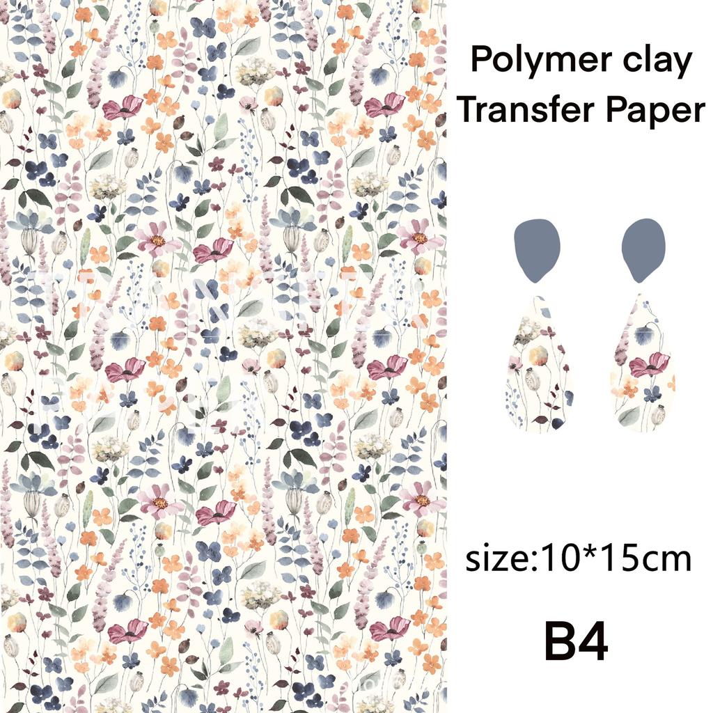 2 Stück weiches Keramik-Transferpapier der Serie „Naturblumen“ – geeignet für die Herstellung von handgefertigten DIY-Ohrringen und Schmuck