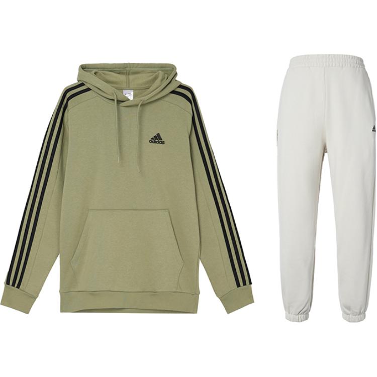 

Adidas Полосатый дизайн флисовый утолщенный капюшон теплый удобный свитшот с логотипом маркированный манжетами свободные трикотажные длинные брюки повседневный спортивный костюм JI6425+IV7602 XXL