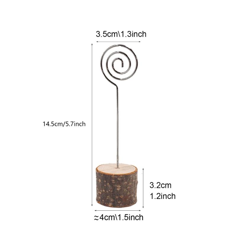 20Pcs Table Number Holders Wood Base Wedding Table Number Stands Picture Memos Note Photo Clip Holders for Weding Party