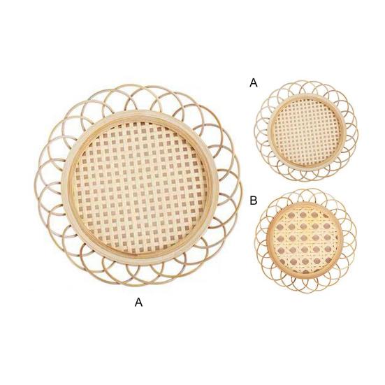 Rattan Coaster Retro Exquisite Bamboo Flower Shaped Coffee Boho Coasters Living Room