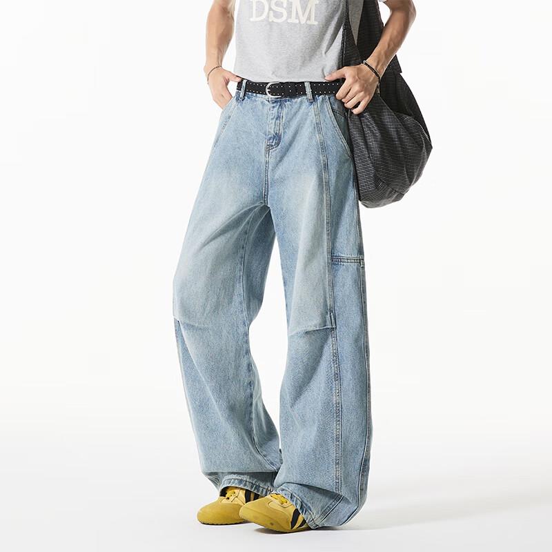 

VUUG Мужские джинсы прямого кроя с широкими штанинами в американском ретро-стиле 4XL