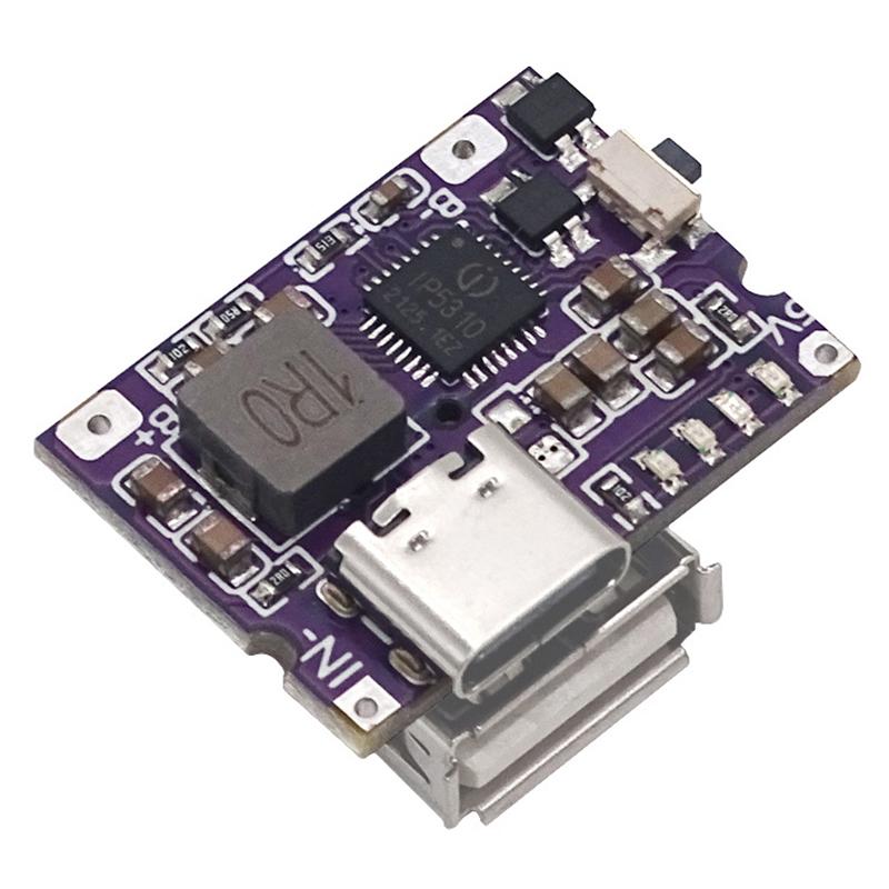 Type-C Usb 5V 3A Boost Converter Step-Up Power Module Ip5310 Mobile Power Bank Accessories With Switch Led Indicator
