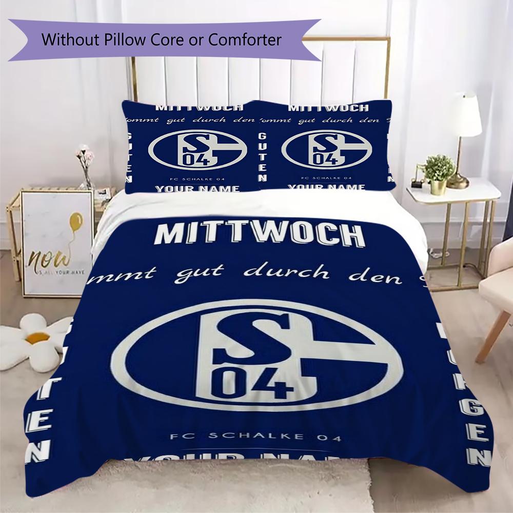 Custom Name FC Schalke 04(4) Pattern Bedding uilt Set uilt Cover Pillowcase Home Decoration Birthday Gift (1*duvet cover+2*pillowcase without core)
