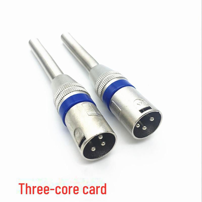 Blue Circular Metal Spring Card Faucet 3-Core KTV Microphone Long Tail Connector - Canon Male & Female