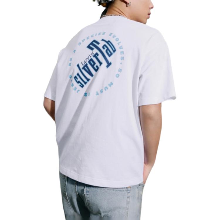 Levis Comfortable Casual Letter Round Neck Short Sleeve T-Shirt Men Tops White 004GM-0004