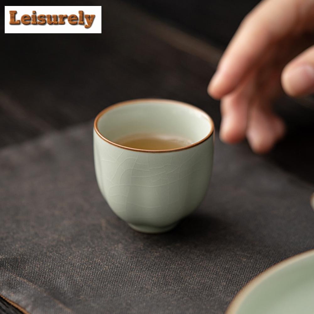 Filiżanka do herbaty z porcelany Azure Ru Kiln, otwarta, pojedyncza, ceramiczna, degustacyjna, miska do herbaty, zestaw do herbaty Chazhan Kung Fu