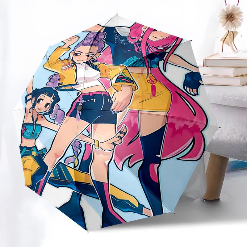 1pc Outdoor Umbrella with "Dance Girls" Print - Automatic Opening/Closing, Portable 3-Fold Design, 8-Rib Iron Frame - Perfect Gift for Fans, Trav