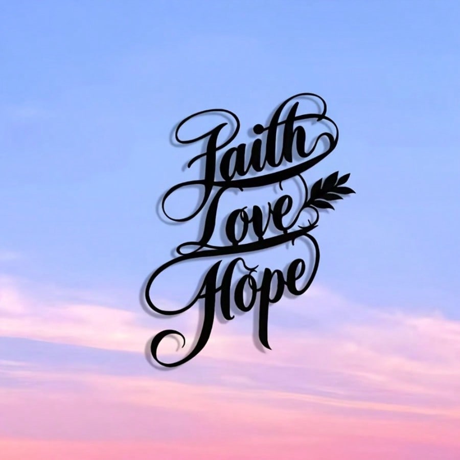 Abstract Metal Wall Art Love Hope Holiday Decor Reusable Gift for Home Office Cafe Housewarming