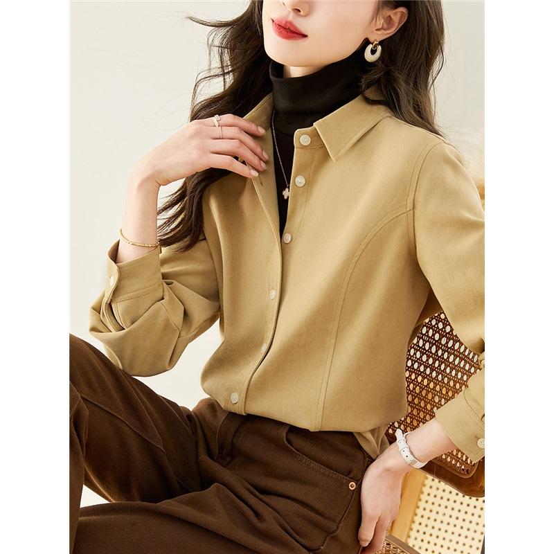 Thick Corduroy Shirt Women's Long-sleeved Winter Port Flavor Retro Loose Top Jacket Bottoming Shirt