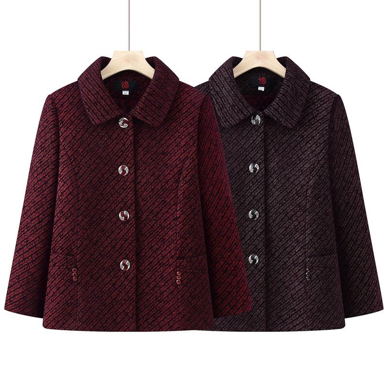 Women's Thickened Fleece-Lined Lapel Coat for Seniors