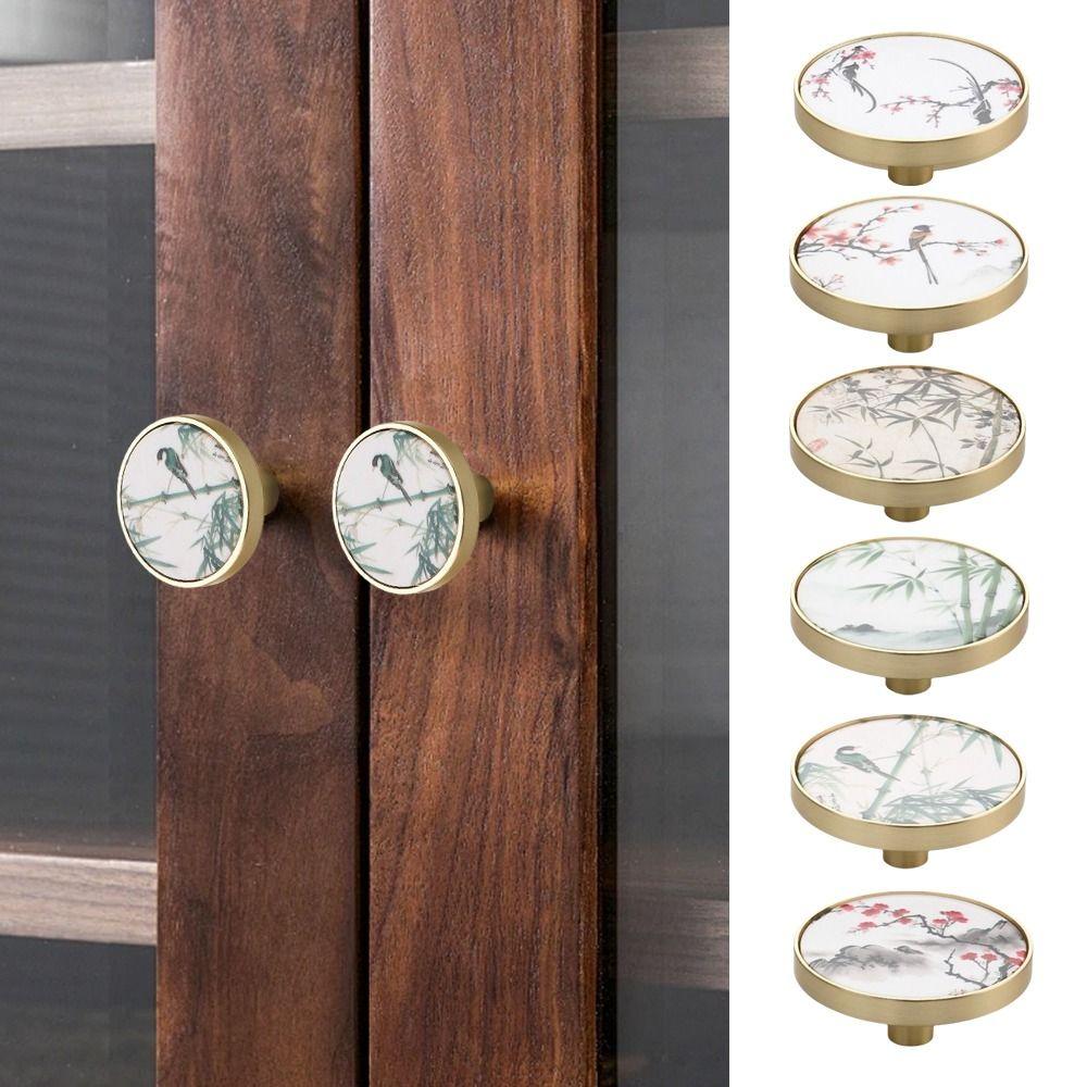 Gold Rim Cabinet Knobs Circular Shape Drawer Knobs Creative Door Knobs For Kitchen Cabinet