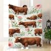 Scottish Highland Cow Blanket - Lightweight Soft Beige Farm Throw