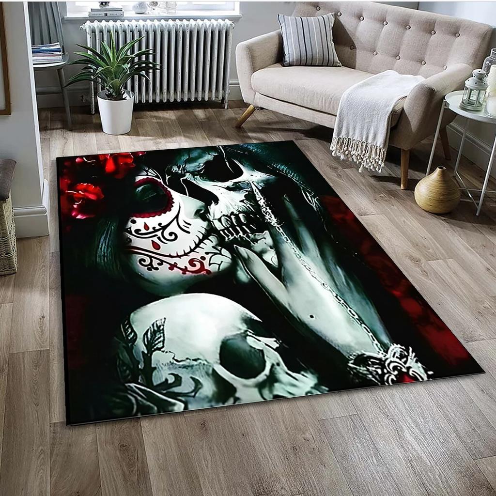 Gothic Female Skull Horror Dead Girl Floor Mat 3D