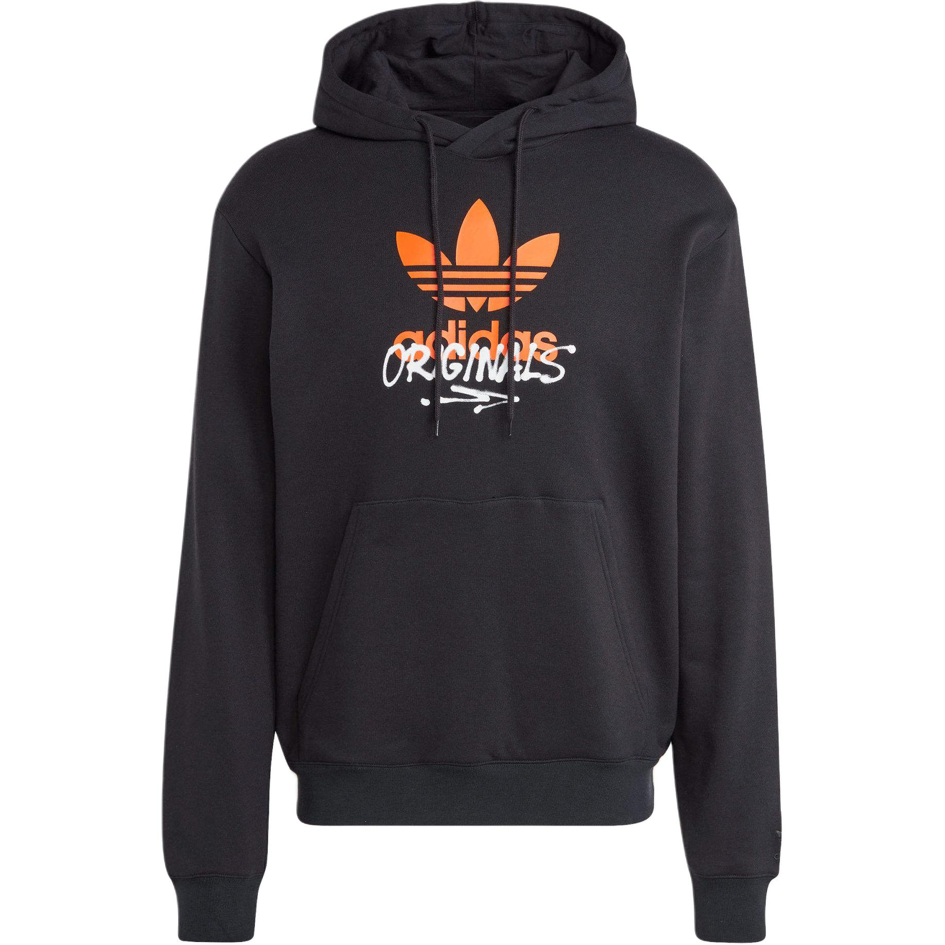 Adidas Оригинальная тренировочная одежда Уличная Удобная Мягкая Универсальная Толстовка с капюшоном и длинным рукавом Американская винтажная толстовка Мужская толстовка Черная IZ2581 A/XS