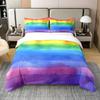 Dopamine Rainbow Stripe 3D Printed Duvet Cover Colorful Printed Bedding Light Luxury 3 Piece Set With 2 Pillowcases No Quilt