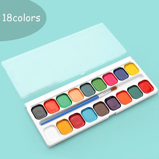 Boxed Watercolor Paint Set Water Soluble Pigments Set with Brush Portable Watercolor Palette