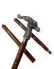 Dragon Head Walking Cane: Nickel Finish Wooden Stick, 36 Inch