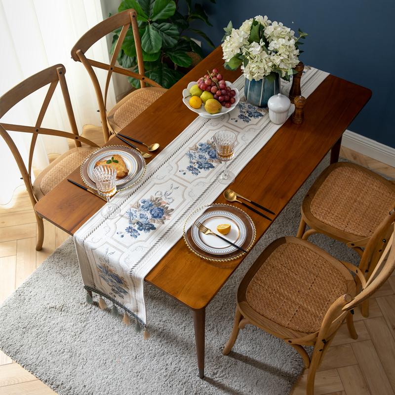 American Retro Jacquard Table Runner Dining Table Cloth Tea Table Cabinet Decorative Strip