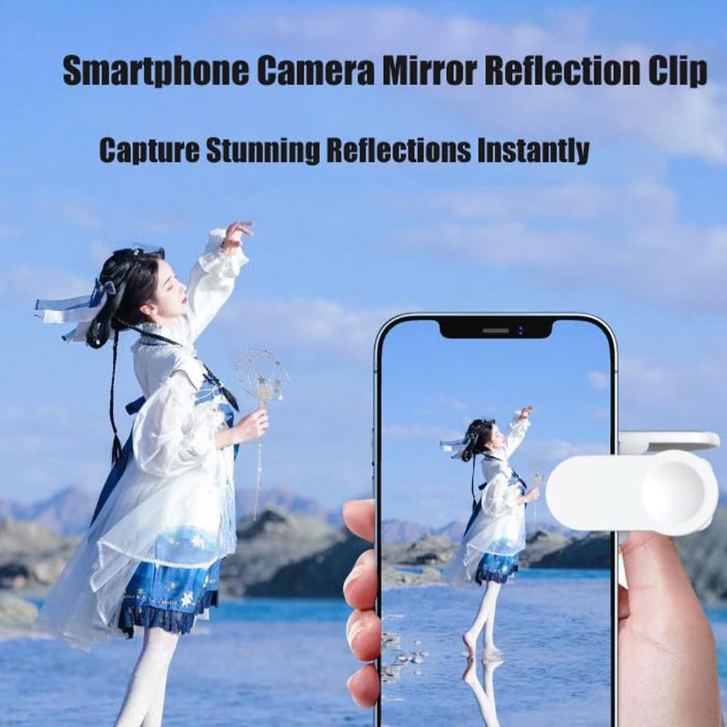 Adjustable Folding HD Glass Mirror W/ Adjustable Angle Smartphone Camera Reflection Clip Kit for Outdoor Travel Photography