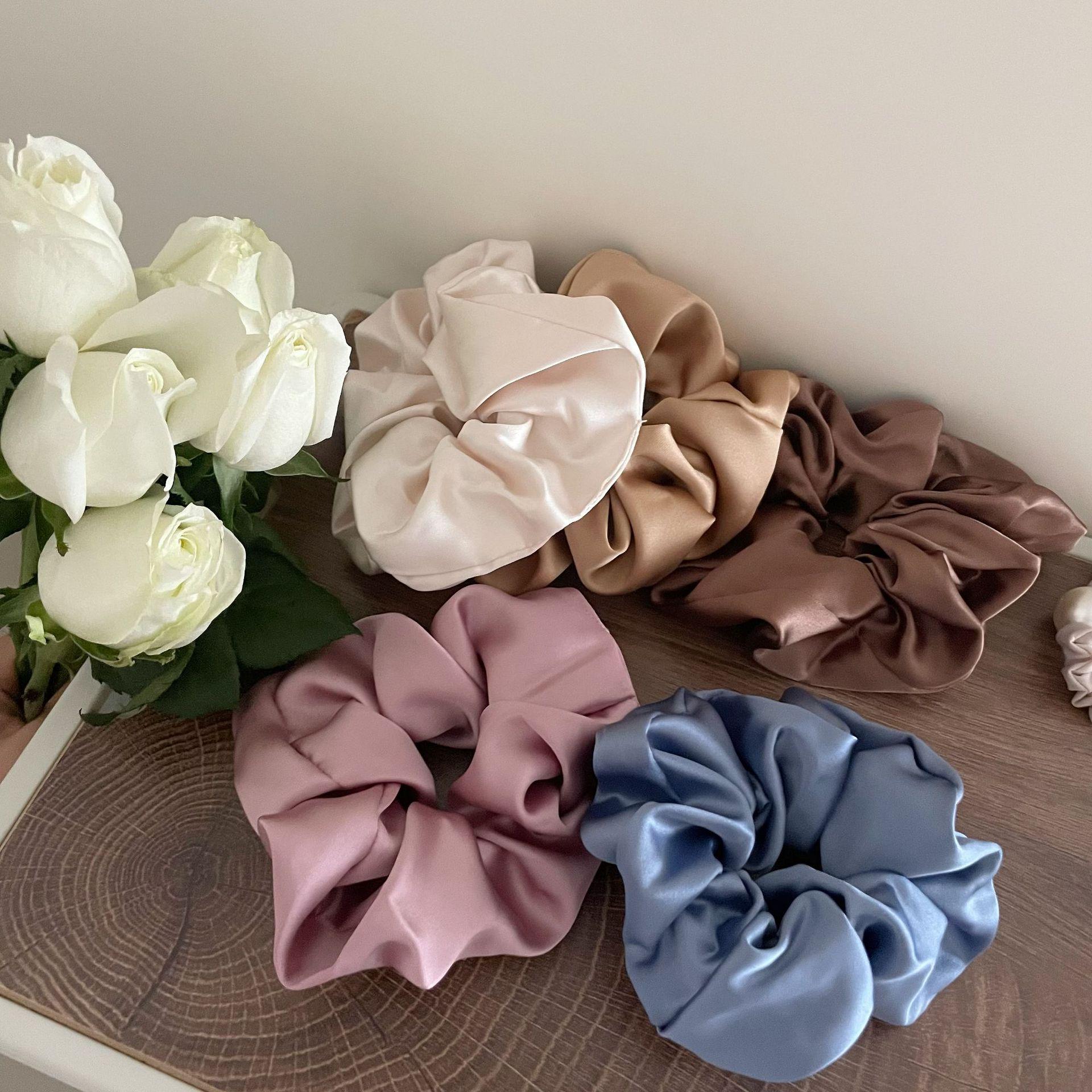 

French Satin Large Macaron Bun Scrunchie Hair Accessory for Women