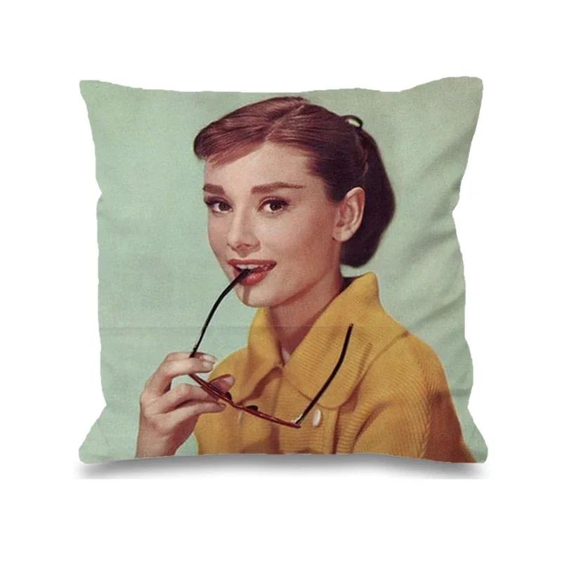 Audrey Hepburn Kissen Stuhlkissen Heim und Dekoration Doppelbettwäsche Kissenbezug Dekor 40x40 Kissenbezüge Dekorative Hülle